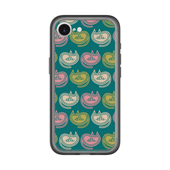 スリムプロテクションプレミアムケース［ ELLE - Cat Pattern - グリーン ］