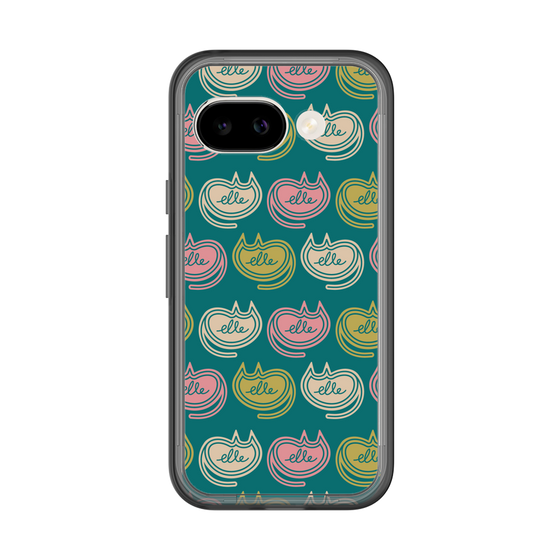 スリムプロテクションプレミアムケース［ ELLE - Cat Pattern - グリーン ］