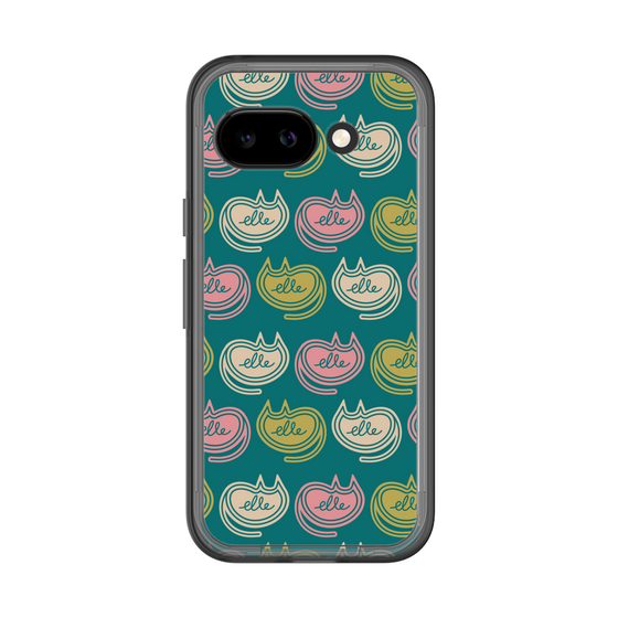 スリムプロテクションプレミアムケース［ ELLE - Cat Pattern - グリーン ］