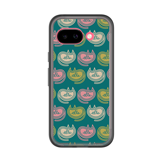 スリムプロテクションプレミアムケース［ ELLE - Cat Pattern - グリーン ］