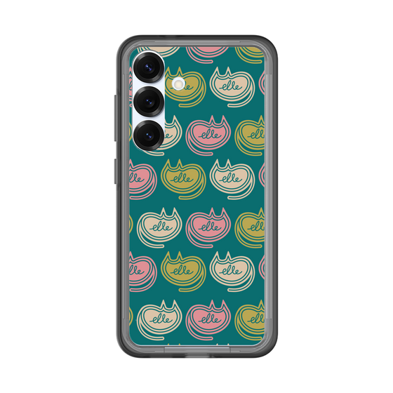 スリムプロテクションプレミアムケース［ ELLE - Cat Pattern - グリーン ］