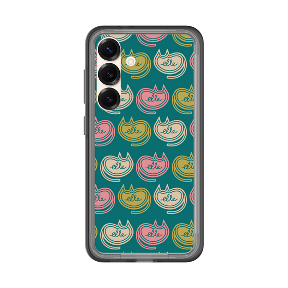 スリムプロテクションプレミアムケース［ ELLE - Cat Pattern - グリーン ］