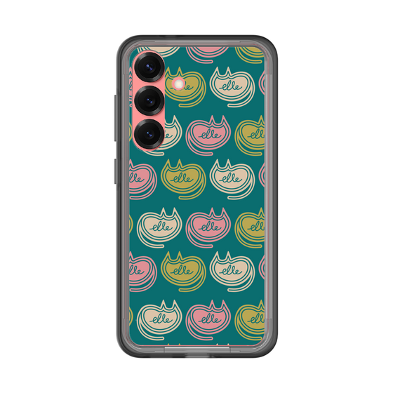 スリムプロテクションプレミアムケース［ ELLE - Cat Pattern - グリーン ］