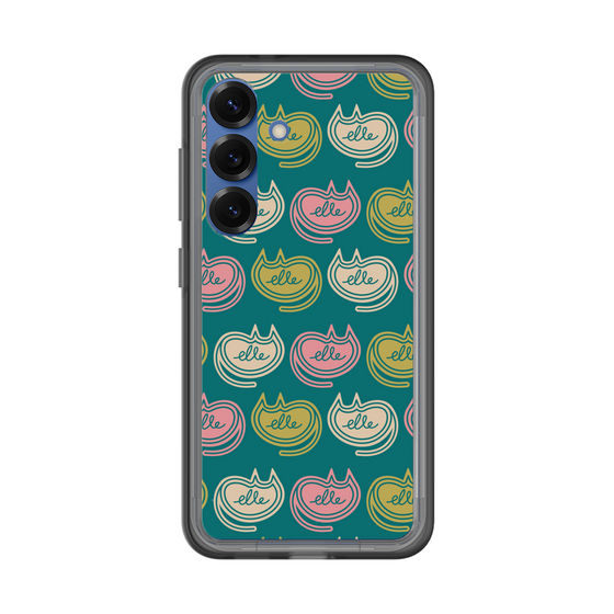 スリムプロテクションプレミアムケース［ ELLE - Cat Pattern - グリーン ］
