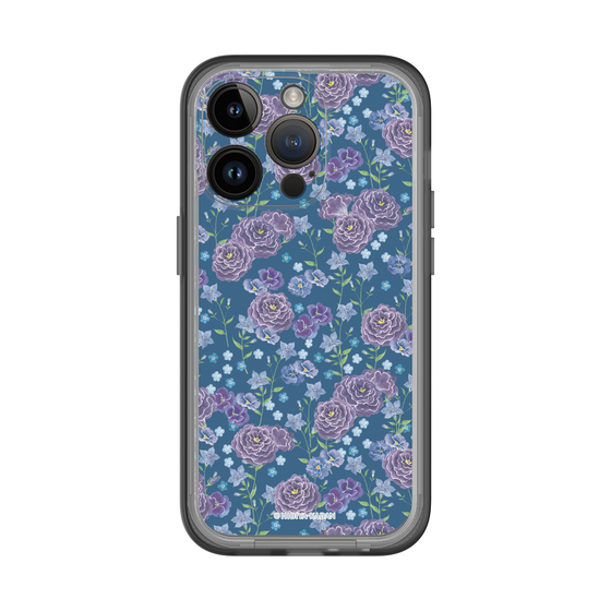 スリムプロテクションプレミアムケース［ 日比谷花壇 - FloralSymphony - ネイビー ］
