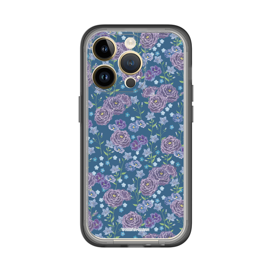 スリムプロテクションプレミアムケース［ 日比谷花壇 - FloralSymphony - ネイビー ］