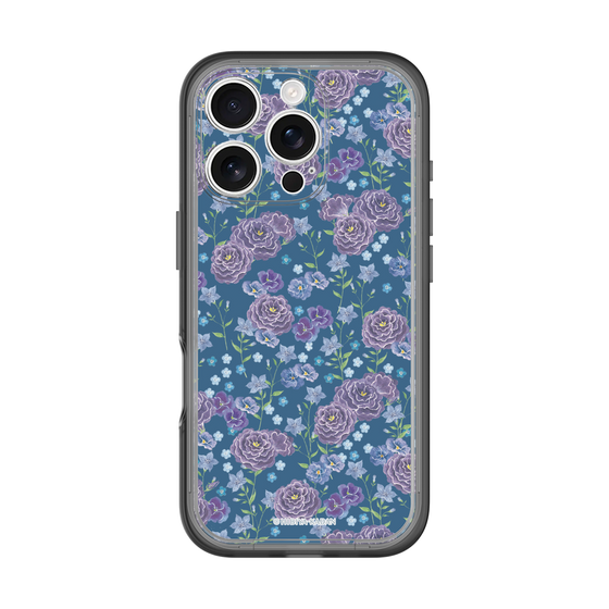スリムプロテクションプレミアムケース［ 日比谷花壇 - FloralSymphony - ネイビー ］