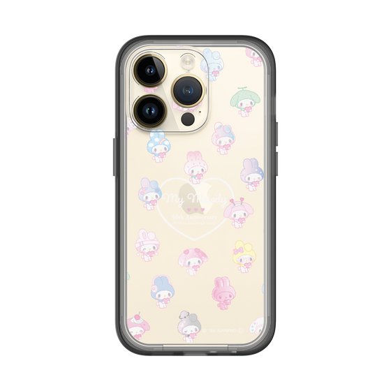 スリムプロテクションプレミアムケース［ マイメロディ50周年・クロミ20周年 - マイメロディ - ガーリーポップハート総柄 ］