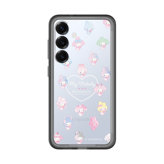 スリムプロテクションプレミアムケース［ マイメロディ50周年・クロミ20周年 - マイメロディ - ガーリーポップハート総柄 ］