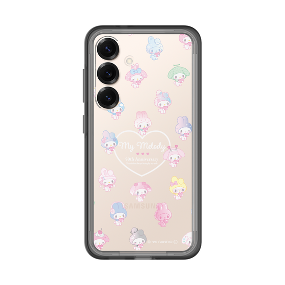 スリムプロテクションプレミアムケース［ マイメロディ50周年・クロミ20周年 - マイメロディ - ガーリーポップハート総柄 ］