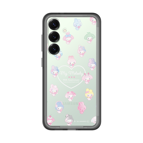 スリムプロテクションプレミアムケース［ マイメロディ50周年・クロミ20周年 - マイメロディ - ガーリーポップハート総柄 ］