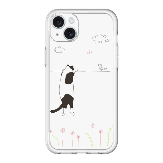 スリムプロテクションプレミアムケース［ 夢中に覗く三毛ねこ ］