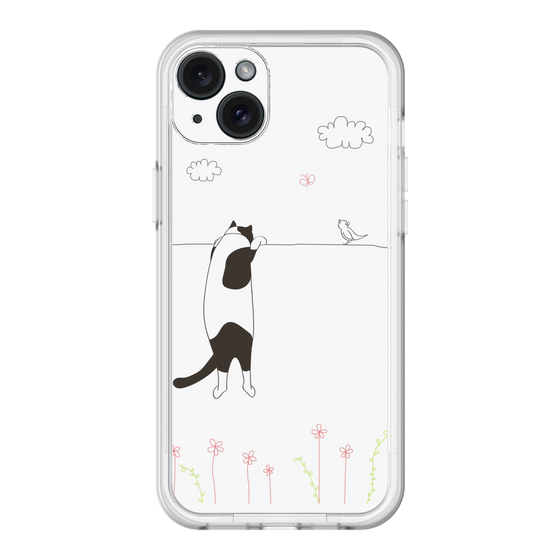 スリムプロテクションプレミアムケース［ 夢中に覗く三毛ねこ ］