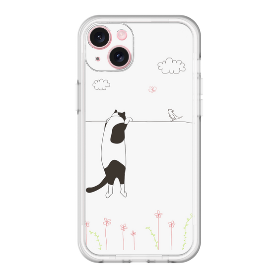 スリムプロテクションプレミアムケース［ 夢中に覗く三毛ねこ ］