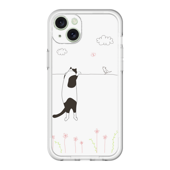 スリムプロテクションプレミアムケース［ 夢中に覗く三毛ねこ ］