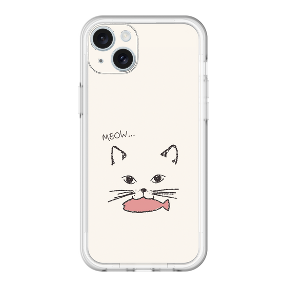スリムプロテクションプレミアムケース［ 食いしん坊なねこ - White ］