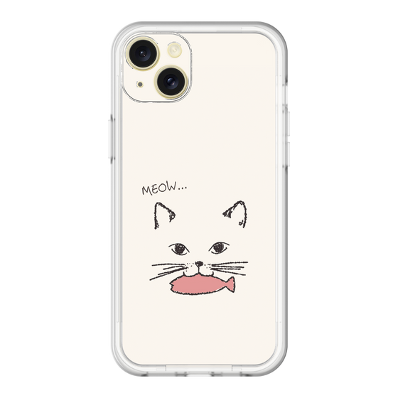 スリムプロテクションプレミアムケース［ 食いしん坊なねこ - White ］