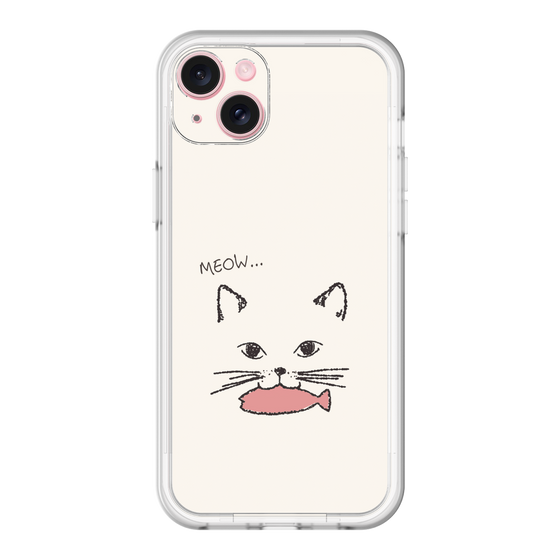 スリムプロテクションプレミアムケース［ 食いしん坊なねこ - White ］