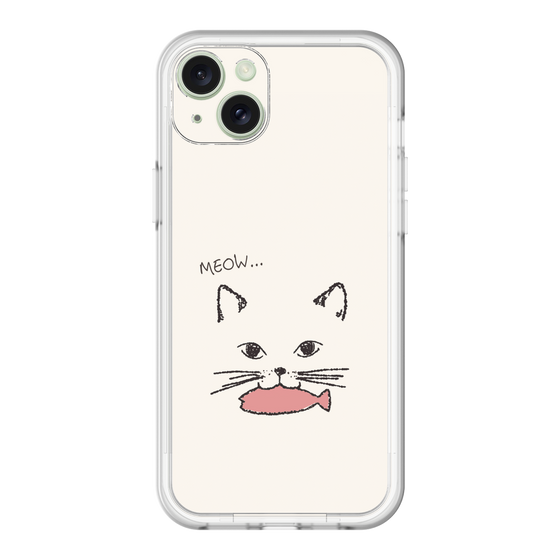 スリムプロテクションプレミアムケース［ 食いしん坊なねこ - White ］