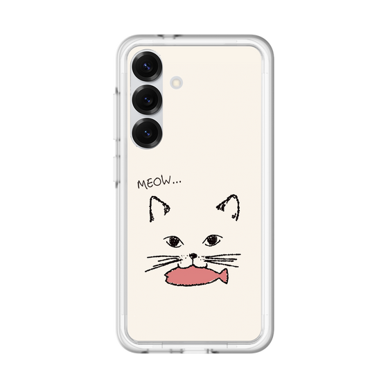 スリムプロテクションプレミアムケース［ 食いしん坊なねこ - White ］