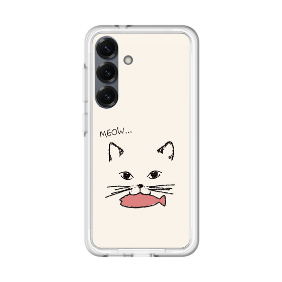 スリムプロテクションプレミアムケース［ 食いしん坊なねこ - White ］