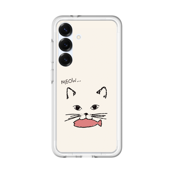 スリムプロテクションプレミアムケース［ 食いしん坊なねこ - White ］