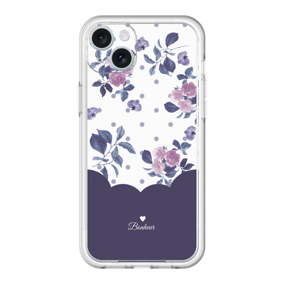 スリムプロテクションプレミアムケース［ ツインドットフラワー - Navy ］