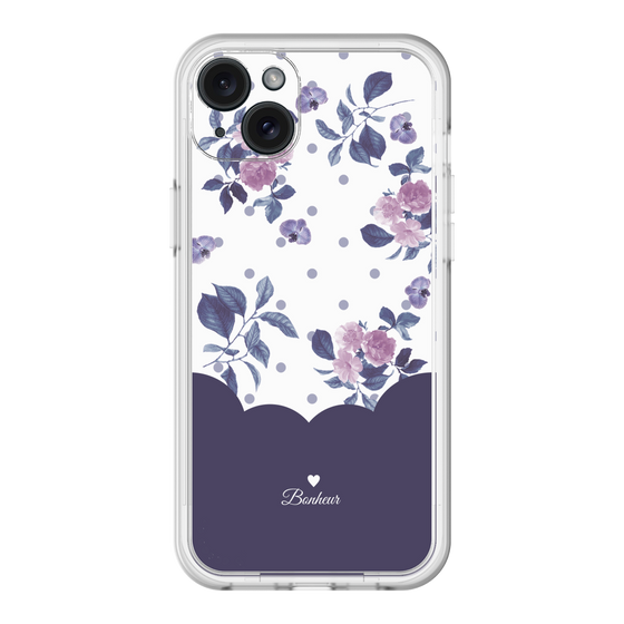 スリムプロテクションプレミアムケース［ ツインドットフラワー - Navy ］