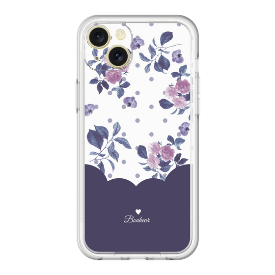 スリムプロテクションプレミアムケース［ ツインドットフラワー - Navy ］