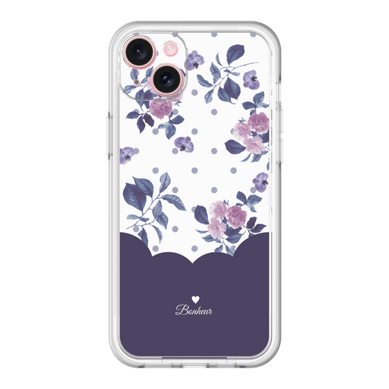 スリムプロテクションプレミアムケース［ ツインドットフラワー - Navy ］