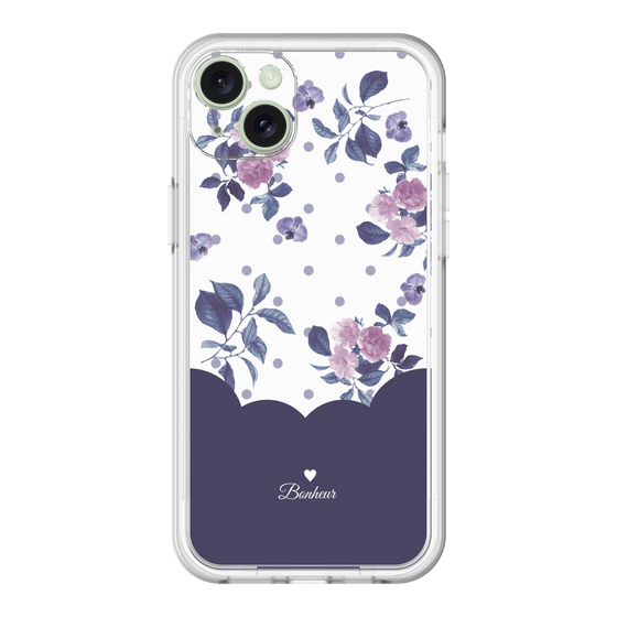 スリムプロテクションプレミアムケース［ ツインドットフラワー - Navy ］