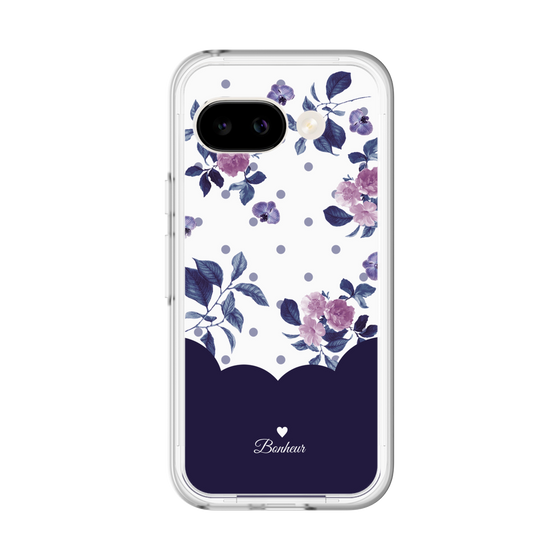 スリムプロテクションプレミアムケース［ ツインドットフラワー - Navy ］