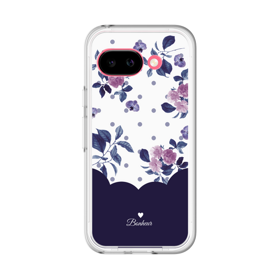 スリムプロテクションプレミアムケース［ ツインドットフラワー - Navy ］