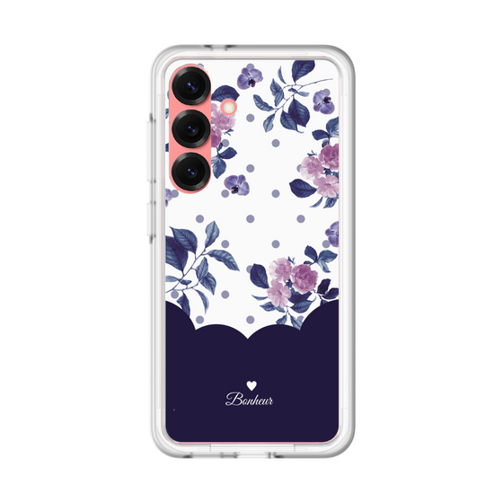 スリムプロテクションプレミアムケース［ ツインドットフラワー - Navy ］