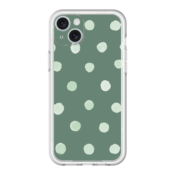 スリムプロテクションプレミアムケース［ 水彩ドット・レトロカラー - Green ］