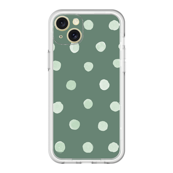 スリムプロテクションプレミアムケース［ 水彩ドット・レトロカラー - Green ］