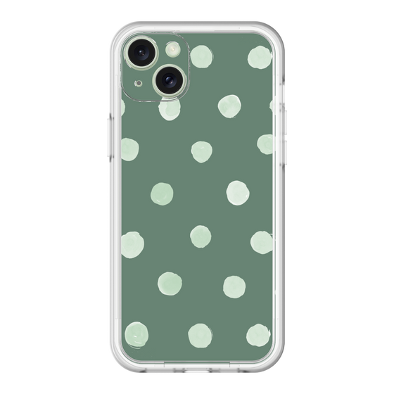 スリムプロテクションプレミアムケース［ 水彩ドット・レトロカラー - Green ］