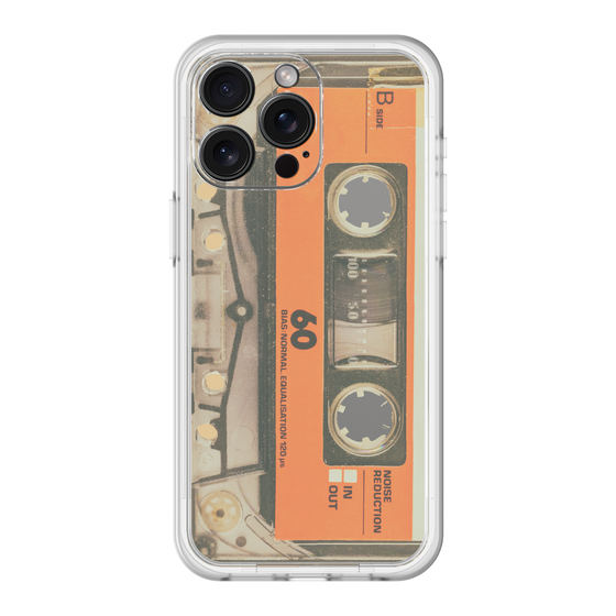 スリムプロテクションプレミアムケース［ RETORO CASSETTE TAPE - Skeleton Orange ］