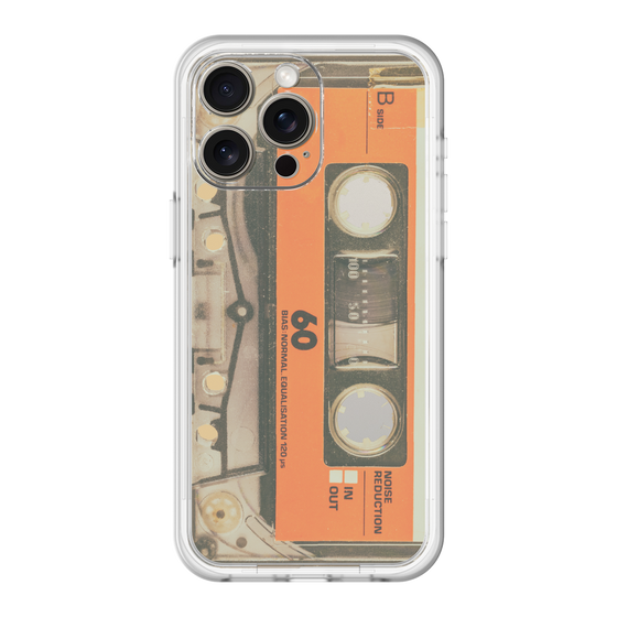 スリムプロテクションプレミアムケース［ RETORO CASSETTE TAPE - Skeleton Orange ］