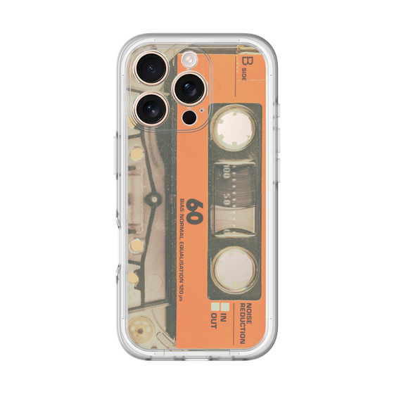 スリムプロテクションプレミアムケース［ RETORO CASSETTE TAPE - Skeleton Orange ］