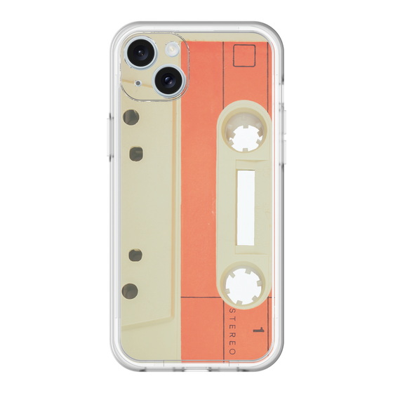 スリムプロテクションプレミアムケース［ RETORO CASSETTE TAPE - Opacity White ］