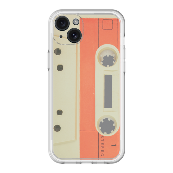スリムプロテクションプレミアムケース［ RETORO CASSETTE TAPE - Opacity White ］