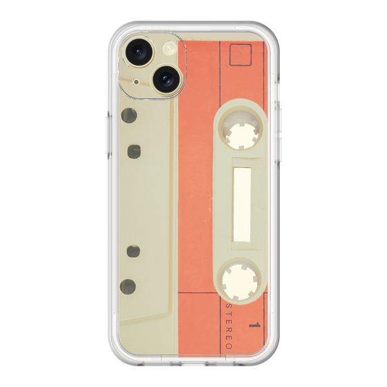 スリムプロテクションプレミアムケース［ RETORO CASSETTE TAPE - Opacity White ］