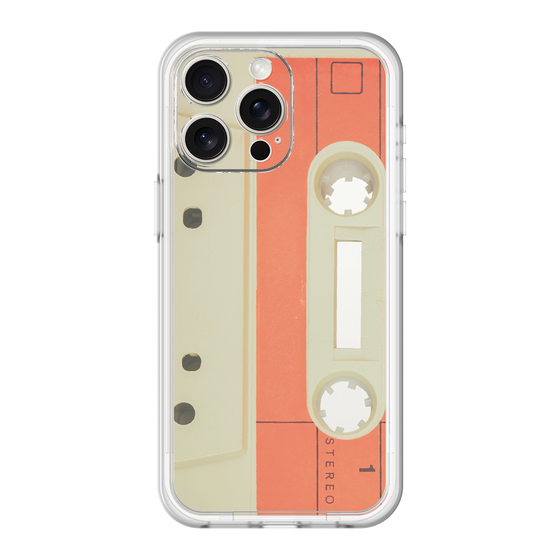 スリムプロテクションプレミアムケース［ RETORO CASSETTE TAPE - Opacity White ］