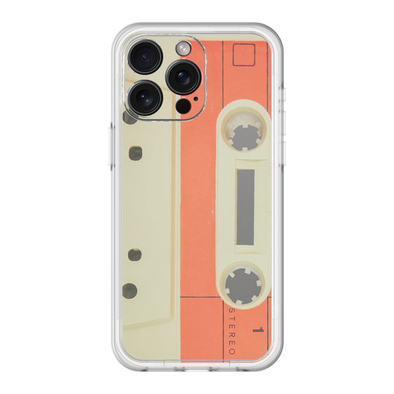 スリムプロテクションプレミアムケース［ RETORO CASSETTE TAPE - Opacity White ］