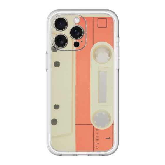 スリムプロテクションプレミアムケース［ RETORO CASSETTE TAPE - Opacity White ］