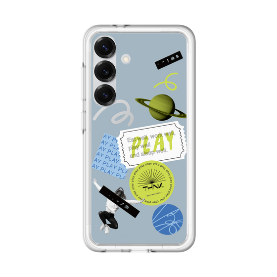 スリムプロテクションプレミアムケース［ Playful sticker - Dusty Blue ］