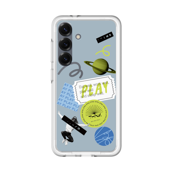 スリムプロテクションプレミアムケース［ Playful sticker - Dusty Blue ］