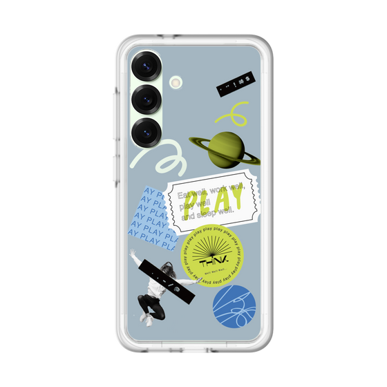 スリムプロテクションプレミアムケース［ Playful sticker - Dusty Blue ］