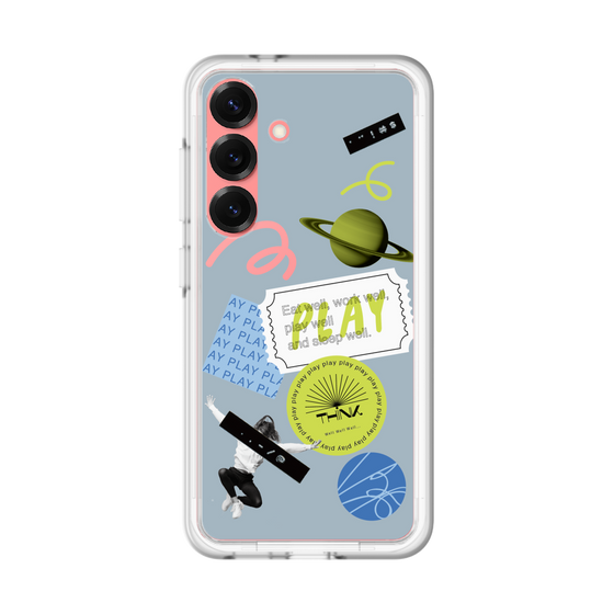 スリムプロテクションプレミアムケース［ Playful sticker - Dusty Blue ］